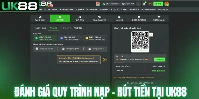 Đánh giá quy trình nạp – rút tiền tại UK88
